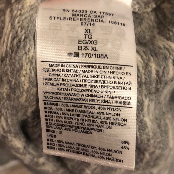 Gap Gray wool blend long sleeve sweater XL - Picture 5 of 5